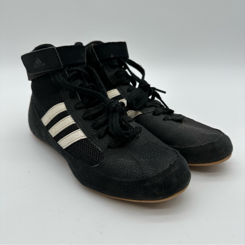 Adidas HVC Black Wrestling Shoes with White Accents